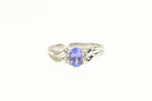 14K Tanzanite Diamond Bypass Split Classic Ring White Gold
