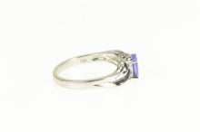 Load image into Gallery viewer, 14K Tanzanite Diamond Bypass Split Classic Ring White Gold
