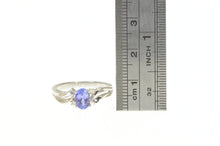 Load image into Gallery viewer, 14K Tanzanite Diamond Bypass Split Classic Ring White Gold