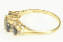 Load image into Gallery viewer, 14K Marquise Blue Sapphire Diamond Band Classic Ring Yellow Gold