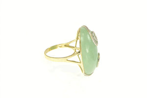 14K Cabochon Nephrite Jade Swirl Statement Ring Yellow Gold