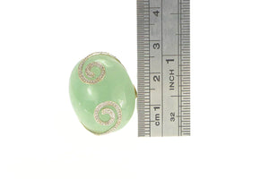 14K Cabochon Nephrite Jade Swirl Statement Ring Yellow Gold