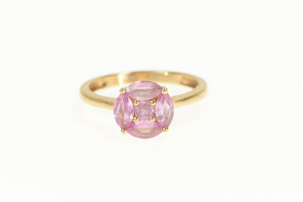 18K Pink Sapphire Illusion Solitaire Cluster Ring Rose Gold