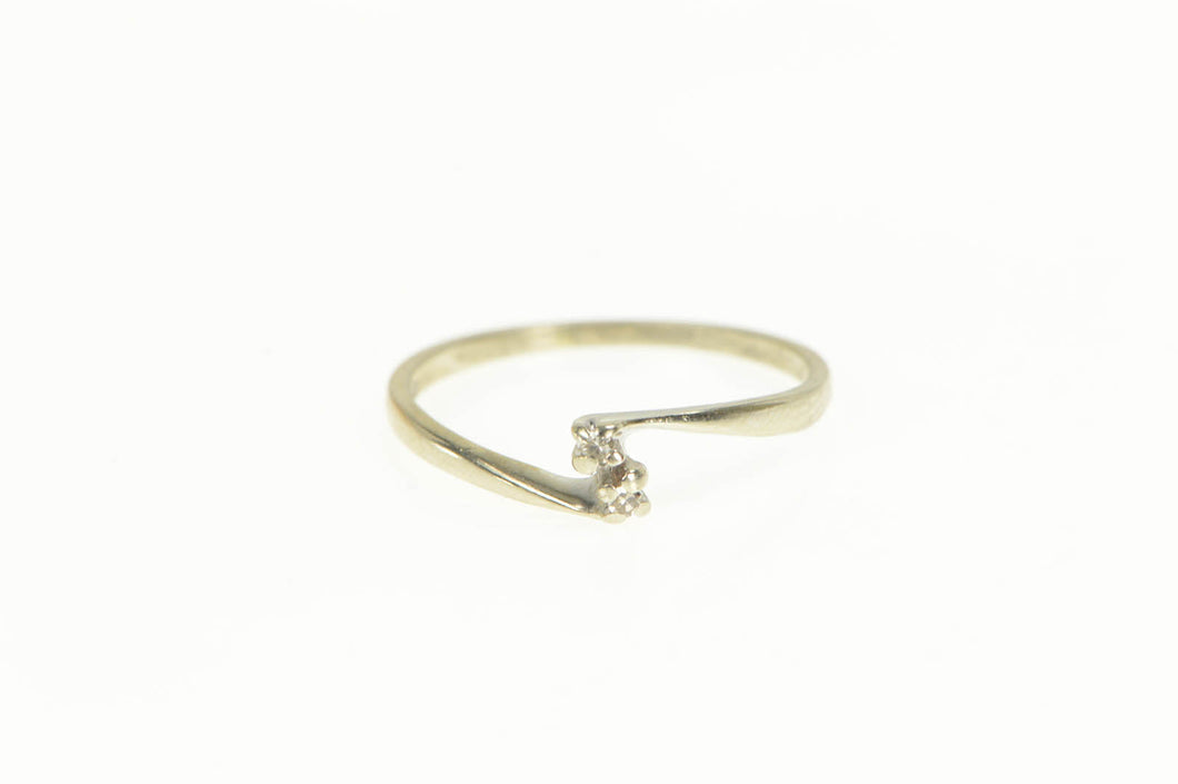 14K Petite Bypass Diamond Vintage Ring White Gold