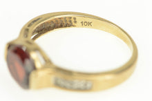 Load image into Gallery viewer, 10K Oval Garnet Diamond Modern Ring Yellow Gold