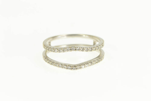 14K Chevron Diamond Shared Prong Insert Band Ring White Gold