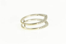 Load image into Gallery viewer, 14K Chevron Diamond Shared Prong Insert Band Ring White Gold