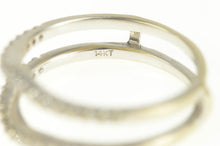 Load image into Gallery viewer, 14K Chevron Diamond Shared Prong Insert Band Ring White Gold