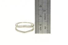 Load image into Gallery viewer, 14K Chevron Diamond Shared Prong Insert Band Ring White Gold