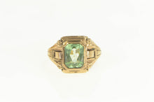 Load image into Gallery viewer, 10K Art Deco Men&#39;s Green Stone Bezel Solitaire Ring Rose Gold