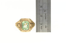 Load image into Gallery viewer, 10K Art Deco Men&#39;s Green Stone Bezel Solitaire Ring Rose Gold