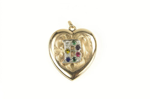 Gold Filled Victorian B Monogram Heart Locket Engraved Pendant