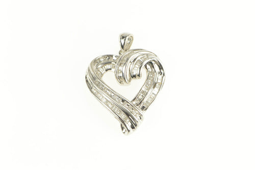 Sterling Silver Diamond Curvy Classic Heart Love Symbol Pendant