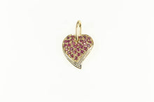 Load image into Gallery viewer, 14K Pave Ruby Diamond Accent Heart Love Charm/Pendant Yellow Gold