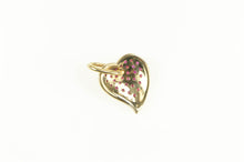 Load image into Gallery viewer, 14K Pave Ruby Diamond Accent Heart Love Charm/Pendant Yellow Gold