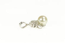 Load image into Gallery viewer, 14K 1940&#39;s Pearl Diamond Cluster Statement Pendant White Gold