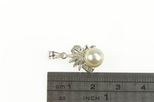 Load image into Gallery viewer, 14K 1940&#39;s Pearl Diamond Cluster Statement Pendant White Gold