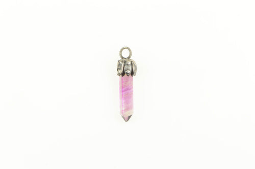 14K Amethyst Point Ornate Stress Anxiety Charm/Pendant Yellow Gold