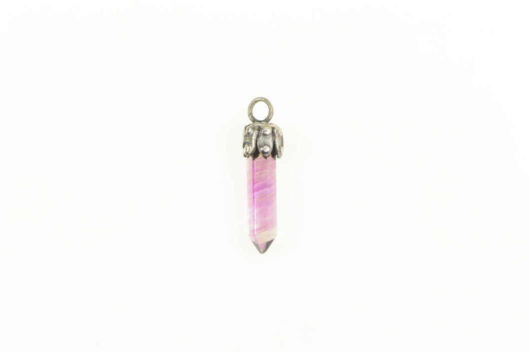 14K Amethyst Point Ornate Stress Anxiety Charm/Pendant Yellow Gold