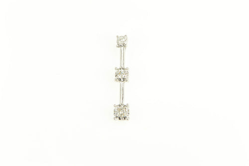 10K Tiered Diamond Classic Bar Statement Pendant White Gold