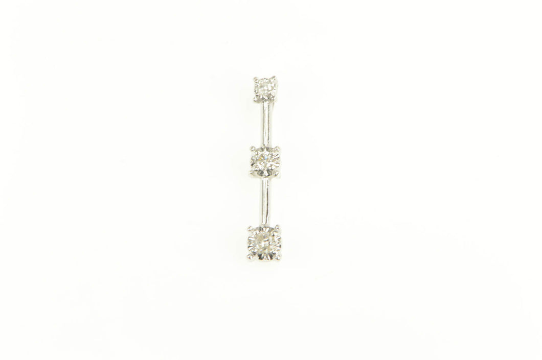 10K Tiered Diamond Classic Bar Statement Pendant White Gold