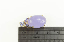 Load image into Gallery viewer, 14K Purple Jade Tanzanite Diamond Accent Statement Pendant Yellow Gold