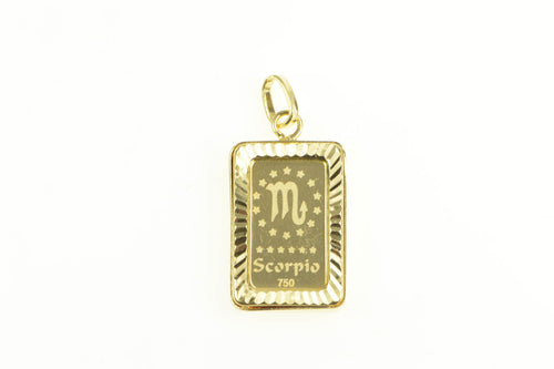14K Scorpio Astrology Zodiac Sign Symbol Square Charm/Pendant Yellow Gold