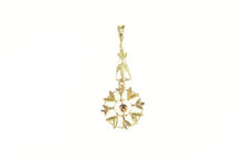 Load image into Gallery viewer, 14K Victorian Ornate Leaf Motif Garnet Seed Pearl Pendant Yellow Gold