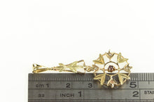 Load image into Gallery viewer, 14K Victorian Ornate Leaf Motif Garnet Seed Pearl Pendant Yellow Gold