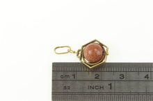 Load image into Gallery viewer, 14K Round Goldstone Sphere Crystal Ball Charm/Pendant Yellow Gold