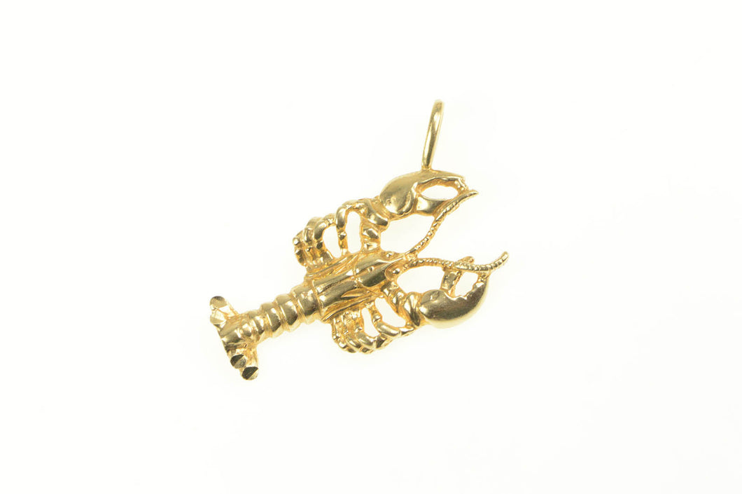 14K 3D Lobster Ocean Animal Fishing Pendant Yellow Gold