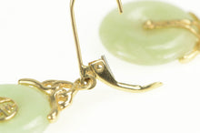 Load image into Gallery viewer, 14K Chinese Jade Circle Bi Symbol Statement Earrings Yellow Gold