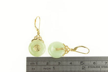 Load image into Gallery viewer, 14K Chinese Jade Circle Bi Symbol Statement Earrings Yellow Gold