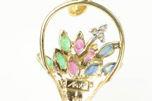 Load image into Gallery viewer, 14K Ruby Sapphire Diamond Bouquet Basket Charm/Pendant Yellow Gold