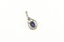 Load image into Gallery viewer, 14K Sapphire Diamond Halo Classic Statement Pendant White Gold