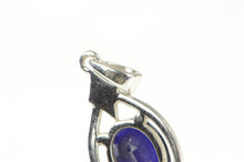 Load image into Gallery viewer, 14K Sapphire Diamond Halo Classic Statement Pendant White Gold