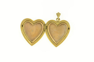 Gold Filled Victorian Floral Diamond Heart Photo Locket Pendant