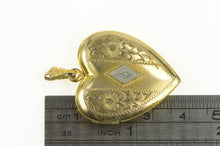 Load image into Gallery viewer, Gold Filled Victorian Floral Diamond Heart Photo Locket Pendant
