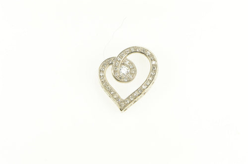 10K Diamond Encrusted Heart Love Symbol Pendant White Gold