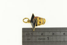 Load image into Gallery viewer, Gold Filled Victorian Enamel Skull Graduation Cap Scholar Charm/Pendant