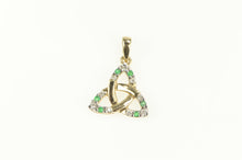 Load image into Gallery viewer, 9K Emerald Diamond Triquetra Eternity Symbol Charm/Pendant Yellow Gold