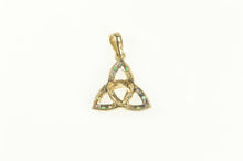 Load image into Gallery viewer, 9K Emerald Diamond Triquetra Eternity Symbol Charm/Pendant Yellow Gold
