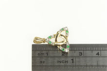 Load image into Gallery viewer, 9K Emerald Diamond Triquetra Eternity Symbol Charm/Pendant Yellow Gold