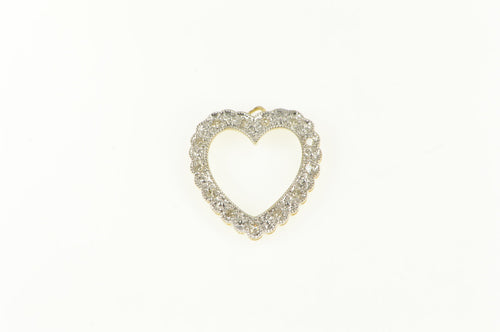 10K 1950's Diamond Scalloped Heart Love Symbol Pendant White Gold