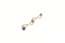 Load image into Gallery viewer, 10K Tiered Amethyst Swirl Design Drop Bar Pendant Yellow Gold