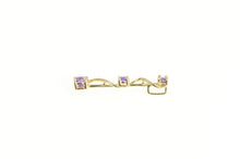Load image into Gallery viewer, 10K Tiered Amethyst Swirl Design Drop Bar Pendant Yellow Gold