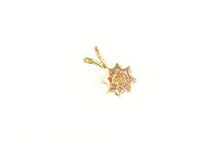 Load image into Gallery viewer, 14K Diamond Ruby Halo Flower Cluster Pendant Yellow Gold