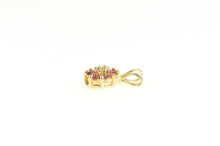 Load image into Gallery viewer, 14K Diamond Ruby Halo Flower Cluster Pendant Yellow Gold