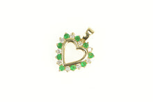 Load image into Gallery viewer, 14K Emerald Diamond Classic Heart Love Symbol Pendant Yellow Gold