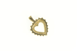 14K Emerald Diamond Classic Heart Love Symbol Pendant Yellow Gold
